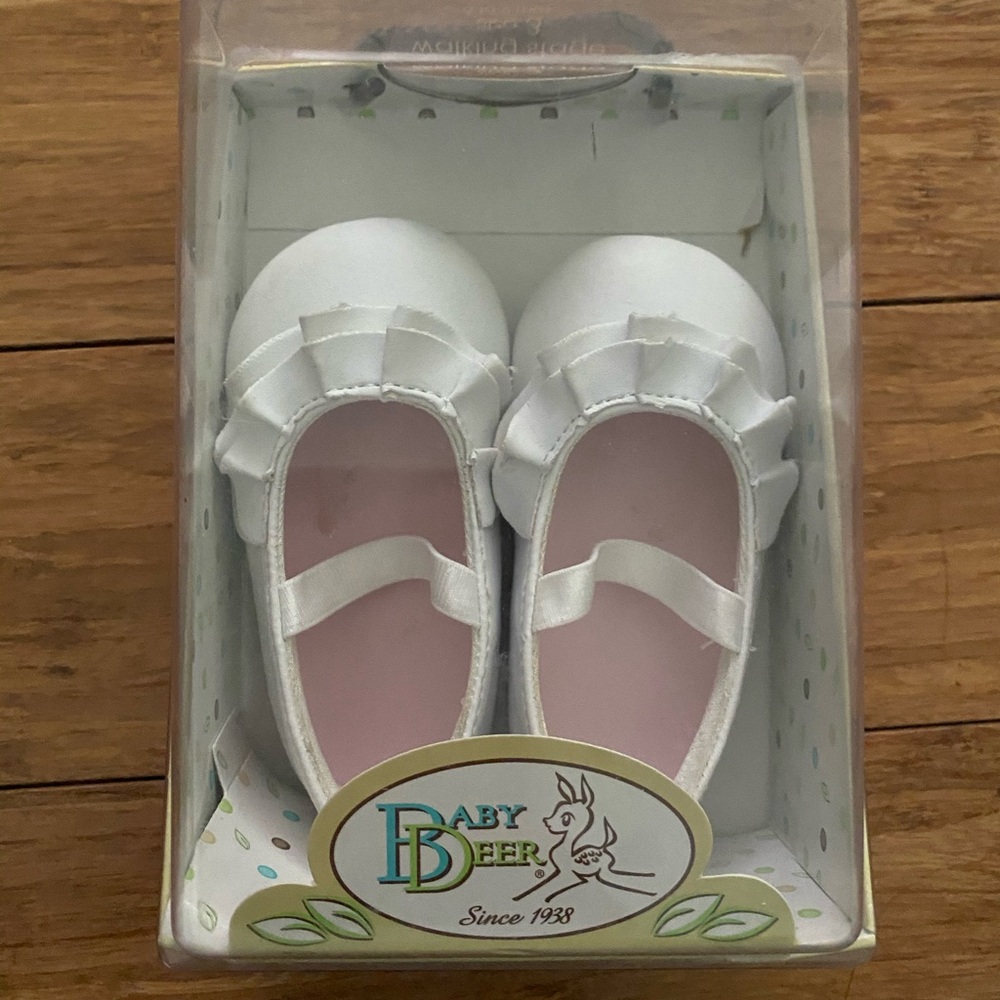 Baby Deer White Ruffle Ballet Flat Baby Shoes sz 3